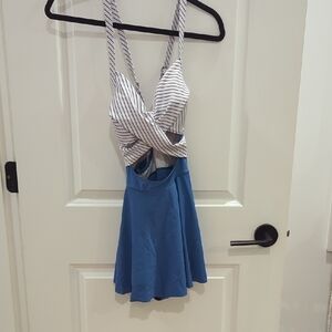 Striped Blue and White Swimsuit